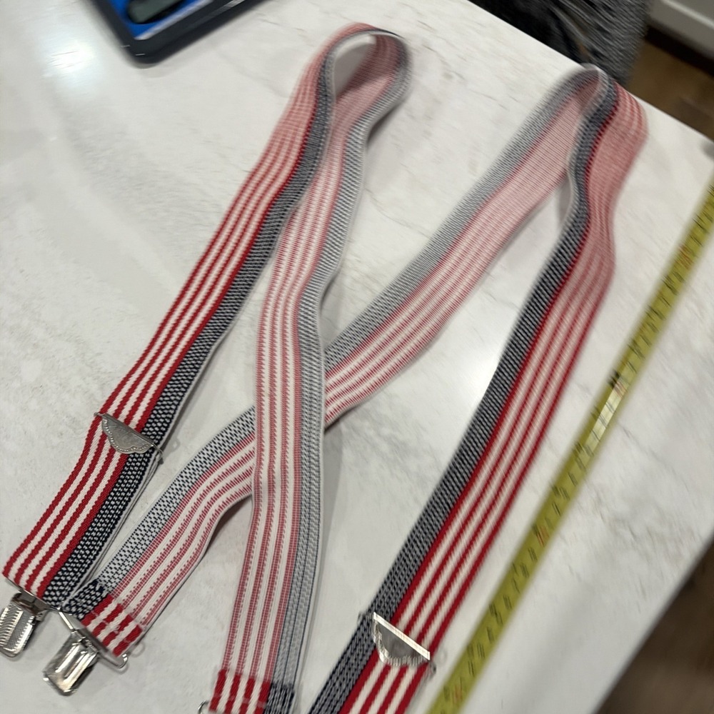 Men's Vintage Suspenders Red White Blue American Flag Style EXCELLENT! - Picture 5 of 5